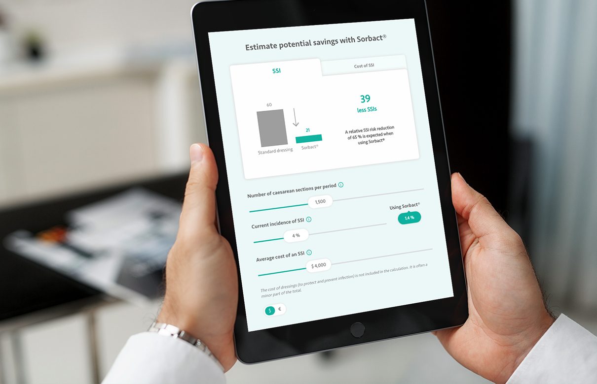 Surfplatta med Sorbacts kalkylator för att beräkna SSI-besparingar.